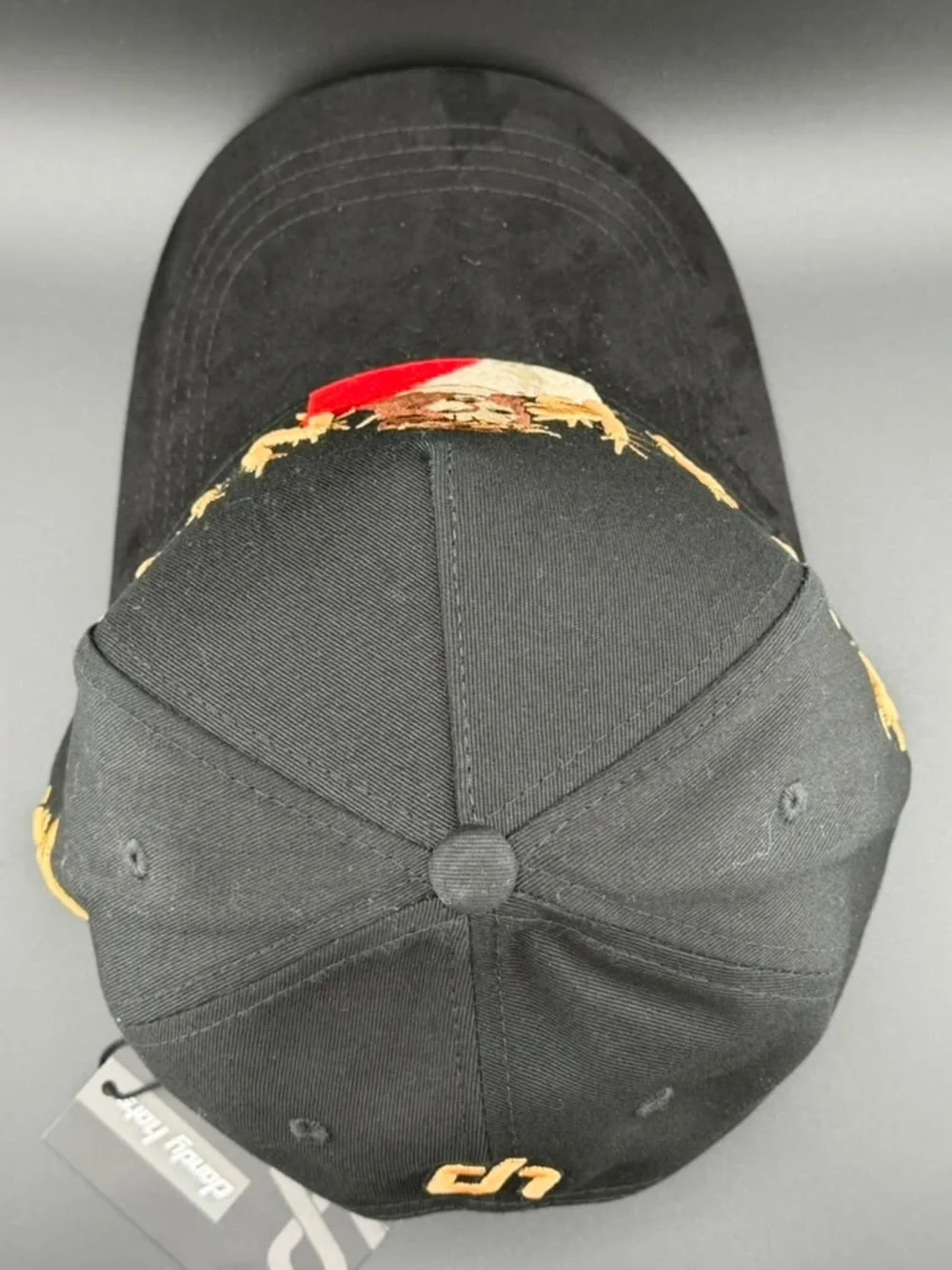 Black Embroidered Jesus Snapback Hat with Red Accent